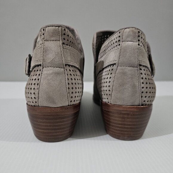 Sam Edelman Paula Ankle Bootie Womens 8 Putty Taupe Leather Perforated Low Heel - Picture 9 of 13